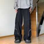Meeste High Street Y2K laia s&auml;&auml;rega kombinesoonid sport vabaaja p&uuml;ksid tasku t&auml;navar&otilde;ivad dressip&uuml;ksid Techwear Korea riided 2XL must