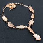 Natural Rough Mother Of Pearl Gemstone Handmade Copper Gift Necklace 18 n9p61