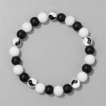 Uus valge kassisilm Opaalhelmed K&auml;ev&otilde;ru Mood Tai Chi Yin Yang Must Klaashelmestega Energiak&auml;ev&otilde;rud Meeste Naiste Parim S&otilde;bra Ehted