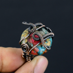 Natural Spiny Oyster Gemstone Handmade Copper Wire Wrap Gift Ring Size 5 v0m72