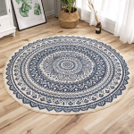 K&auml;sitsi kootud puuvillane linane vaip Retro Bohemian &uuml;mmargune voodi&auml;&auml;rne geomeetriline p&otilde;randamatt elutuba Kodukaunistus Boho Mandala tutivaip 90*90cm