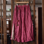 Johnature naiste vintage seelikud elastse v&ouml;&ouml;kohaga &uuml;hev&auml;rvilised riided kevadised lahtised lapilised naiste vabaaja A-joonega seelikud One Size tumeroosa v&auml;rv