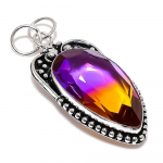 Natural Bi-Color Tourmaline Gemstone 925 Sterling Silver Pendant 2.56 b2p52
