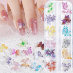 48tk 3D Butterfly k&uuml;&uuml;nekunsti amuletid akr&uuml;&uuml;lk&uuml;&uuml;ntele, v&auml;rvilised Butterfly k&uuml;&uuml;nekunsti aksessuaarid k&uuml;&uuml;nesalongi jaoks, k&uuml;&uuml;nekunsti ehted 48Pcs
