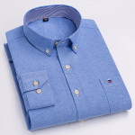 Sinwoyan Solid Pure Cotton Oxford meeste s&auml;rgid vabaaja pikkade varrukatega tavaliistuga rinnataskuga XXL