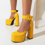 Naiste Super K&otilde;rge Kontsaga Kingad Paks Platvorm Paks Kontsaga Kingad D'Orsay Kingad 37 kollane