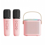 Y1 mikrofoni karaokemasin Bluetoothi ​​k&otilde;lar 5.3 s&uuml;steem koos 2 juhtmevaba mikrofoniga RGB valgustusega kodune lauluk&otilde;lar, lastele kingitus Pink 2 Mic