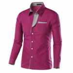 Allahindlus Mood Camisa Masculina pikkade varrukatega Meeste Slim Fit Disain Formaalne vabaaja br&auml;ndi meeste kleit L lilla