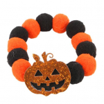 Halloweeni lemmiklooma kaelarihm armas k&otilde;rvitsa nahkhiire pealuu disain karusnahast pall koera kaelarihm elastne kutsika kaelakee lemmiklooma cosplay aksessuaar L oranž