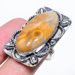 Fossil Coral Gemstone Handmade 925 Sterling Silver Jewelry Ring Size 9 j5r90