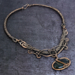 Natural Black Tiger Eye Gemstone Copper Wire Wrap Jewelry Necklace 18 o8q79