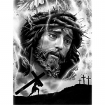 Isetegemise teemantmaal Jeesuse ristpistes komplekt Mosaiikkunst Teemantmaal T&auml;isring/Ruut Teemant Kodukaunistus Round 50x70cm