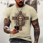 Uued meeste T-s&auml;rgid 3D-printeriga l&uuml;hikeste varrukatega topid Cool Crucifix T-s&auml;rk meestele Suurem&otilde;&otilde;duline T-s&auml;rk Meeste vintage r&otilde;ivad S
