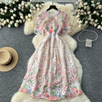 Prantsuse &scaron;ikk elegantne pikk kleit naistele heegeldatud avatud pitsiline lilleline naiste kleidid O-kaelusega l&uuml;hikeste varrukatega Vestidos Dropshipping L valge