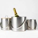Ice Bucket Beer with Lid and Tong Multipurpose Metal Beverage Tub Drink Cooling for 1.4 L Silver