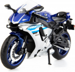 1/12 Yamaha YZF-R1 mootorratas, kollektsion&auml;&auml;ri mootorratta repliik koos v&auml;ljapanekualuse ja kiivriv&otilde;tmehoidjaga, m&auml;ngumootorrattad 3-9-aastastele poistele, sinine sinine