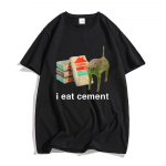 I Eat Cement Cat T-s&auml;rgid Naljakad koomiksid Graafilise tr&uuml;kiga T-s&auml;rk T&auml;navar&otilde;ivad Hip Hop Suve puuvillased T-s&auml;rgid Meeste Naiste T-s&auml;rgid Topid XL must