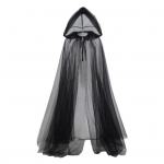 Halloween Cosplay Mantel kummitusv&otilde;rk kapuutsiga pingutusn&ouml;&ouml;r plisseeritud p&otilde;rand pikkus gooti keskaegne esinemine keebid kost&uuml;&uuml;mid karnevali mantel M must