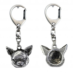 Chihuahua short-haired, Chihuahua smooth - Silver-plated key ring with a dog in a gift box, handbag decoration, backpack pendant by Art-Dog brand