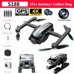 Uus S188 MAX droon, professionaalne 8K HD kahe kaameraga 5G GPS FPV harjadeta mootor takistuste v&auml;ltimise droon &uuml;he v&otilde;tmega tagastus neljakopteri 2 km m&auml;nguasi 4K 1 Battery valge