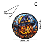 Halloweeni helendav akr&uuml;&uuml;list &uuml;mmargune disain k&otilde;rvits must kass rippuva seina veranda Kodukaunistuse akna ripats