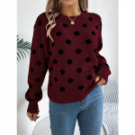 DAFIFY Naiste Mood Vabaaja S&uuml;gis Talv Polka Dots Prindiga Pikkade Varrukatega O-kaelusega Kampsunid XL khaki