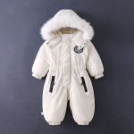 Talvine lasteriiete komplekt Thicken Baby Boys Jumpsuit Plus Velvet Baby suusakost&uuml;&uuml;m Soe poiste kombinesoon Body 1-4 aastastele t&uuml;drukutele 90 valge