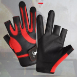 Kalastuskindad Kalastusspordikindad 3 l&otilde;igatud s&otilde;rmega reguleeritava elastse ribaga labakindad meestele Naistele libisemiskindla k&auml;epidemega punane