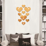 10 tk Love Heart akr&uuml;&uuml;l 3D peegelseinakleebis seinamaali kleebis eemaldatavad kleebised One Size kuld