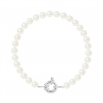 PERLINEA - Bracelet - V&eacute;ritables Perles de Culture d'Eau Douce Rondes 6-7 mm Blanc Naturel - Argent 925 Milli&egrave;mes - Bijoux Femme