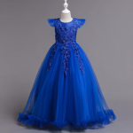 T&uuml;drukute uus printsessikleit: Pikk suvekleit laste klaveriesinemiseks blue. 150cm sinine