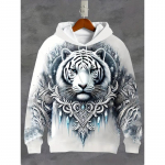 Pusad 3D Prinditud Loomad Tiiger Graafilised Pusad Poisid T&uuml;drukud Unisex Kapuutsiga dressipluus lastele Mood Suured 100