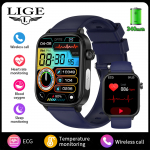 LIGE EKG meeste nutikell Veekindel SOS esmaabifunktsioon Sport Bluetooth Call Naiste nutikell silicone strap sinine