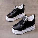 Mood Naine S&uuml;gis Mugavad Hingavad Naiste Valged Kingad 8CM Kiilkontsad K&otilde;rgust Suurendavad Platvorm Tossud Vabaaja Vulkaniseeritud Kingad 34 must