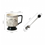 1tk 430mL Vintage keraamiline kruus lusikaga roosiaed kohv tee puuviljamahl piim k&otilde;rge tass kingitus kontoris kodus joogin&otilde;ud 401-500ml