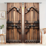 2tk Puidust uksemustriga kardinad Dekoratiivsed aknakatted, aknahooldused magamistoa elutuppa Kodukaunistus Toa sisustus 100W130H(CM)40x51in&Grommet Top