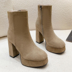 Naiste K&otilde;rged Kontsad Platvormiga Pahkluusa Saapad Talvised Suede Elegantne Kontori Jalan&otilde;ud 2025 Trend Goth Chelsea Paksude Taldadega Jalan&otilde;ud Mood Botas Mujer 34 khaki