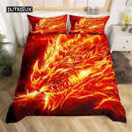 Teaduslik Fiktiivne Draakoni Tekikott Komplekt V&auml;rviline Graffitifoolium Voodipesu Komplekt Bohemia Tekk Voodipesu Komplekt Magamistoa Komplekt Kuninganna EU single(135x200cm) orange