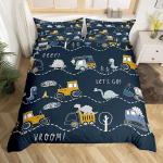 Multifilmi Autode Tekikott Lastele Linnaliikluse Teede Kaart Voodipesukomplekt Poiste Toa Sisustuseks, Geomeetriliste Joontega T&auml;naviauto Tekikott 70x133cm 2pcs