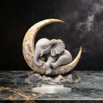 Figurine Elephant Sleeping on The Moon Tabletop Cute Statue Sculpture for Office Living Room Guest