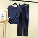 Modal Homewear 2tk komplekt V-kaelusega varrukateta t-s&auml;rk ja p&uuml;ksid, suvised naiste lahtised magamisriided, &uuml;hev&auml;rvilised vabaaja pidžaamakomplektid M