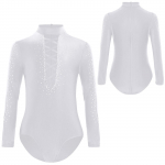 Poiste s&uuml;gava V-kaelusega ladina tantsu kombinesoon pikkade varrukatega iluuisutamise ballisaaliesinemise kost&uuml;&uuml;m Tango Rumba Cha-Cha tantsuriided 5-6 Years must