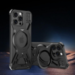 Luksuslik alumiiniumsulamist raamita &uuml;mbris iPhone 16 Pro Max 15 Plus 14 Pro 13 12 jaoks, Magsafe'i jaoks, p&otilde;rutuskindel, r&otilde;ngashoidik, magnetiline telefonikate iPhone 13 Pro Max must