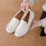 Naiste vabaaja platvormkingad Jalatsid Mugav t&ouml;&ouml; &Auml;rijalatsid Nahast libisemiskingad naistele Lamedad S&otilde;idukleit Kingad Penny Loafers 35 valge