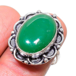 Natural Green Onyx Gemstone 925 Sterling Silver Jewelry Ring Size 7.5 e2k17