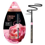 FACESCANADA Fresh Eyes Kajal Stick, 0.35G | Roosiekstraktidega | 24H veekindel | Sobib tundlikele silmadele | Intensiivne must matt viimistlus