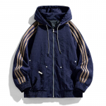 L-9XL Spordir&otilde;ivad Meeste Vabaaja V&auml;lisjakk Meeste Lahtine Pluss Kolme Triibuga Kapuutsiga Jakk XL tumesinine v&auml;rv