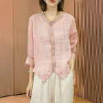 Naiste puuvillased linased s&auml;rgid Suvine retros&auml;rk Lahtine salendav &uuml;lemine linane v&auml;ikesed s&auml;rgid Suure suurusega &otilde;huke pluus M