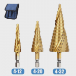 Kuusvarrega spiraalse pagoodi puuriterade komplekt &ndash; kiire terasest astmeline puur aukude suurendamiseks ja mulgustamiseks 4-12mm Single Hexagonal Shank Spiral [Gold]