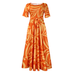 2024. aasta uus naiste Aafrika pitskleit: L&uuml;hikeste varrukatega, suur kiik, pluss, elegantne mood M